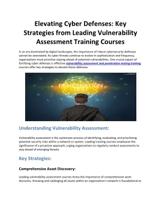 Elevating Cyber Defenses: Key Strategies from Leading Vulnerability Assessment T