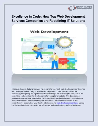 Excellence in Code: How Top Web Development Services Companies are Redefining IT