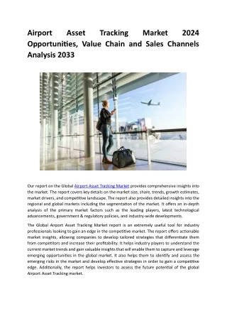 Airport Asset Tracking Market 2024 Opportunities