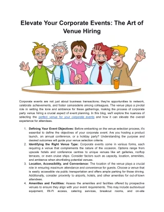 Elevate Your Corporate Events: The Art of Venue Hiring