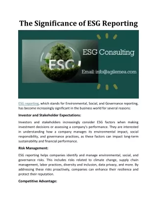 The Significance of ESG Reporting