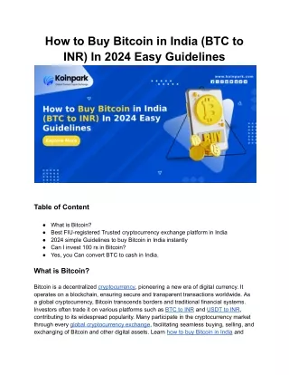 How to Buy Bitcoin in India (BTC to INR) In 2024 Easy Guidelines