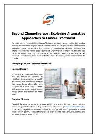 Beyond Chemotherapy: Exploring Alternative Approaches to Cancer Treatment