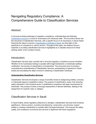 Navigating Regulatory Compliance_ A Comprehensive Guide to Classification Services