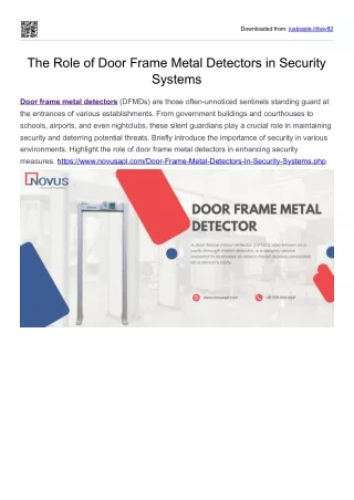 The Role of Door Frame Metal Detectors in Security Systems