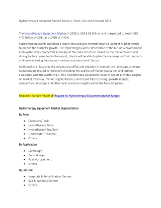 Hydrotherapy Equipment Market