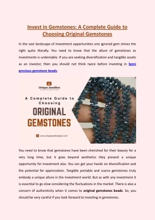 Invest in Gemstones A Complete Guide to Choosing Original Gemstones