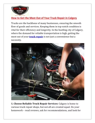 How to Get the Most Out of Your Truck Repair in Calgary