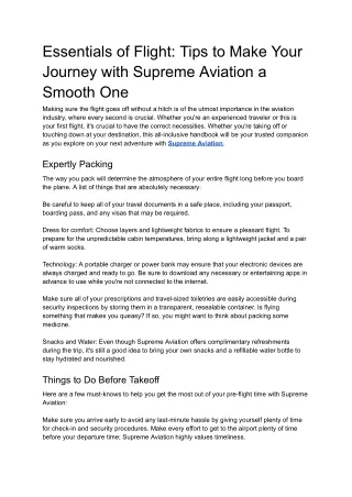 Essentials of Flight_ Tips to Make Your Journey with Supreme Aviation a Smooth One