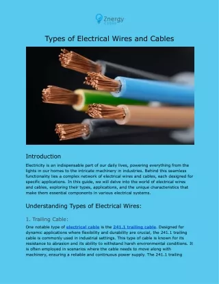 Types of Electrical Wires and Cables