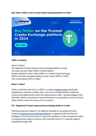 Buy Tether (USDT) on the Trusted Crypto Exchange platform in 2024