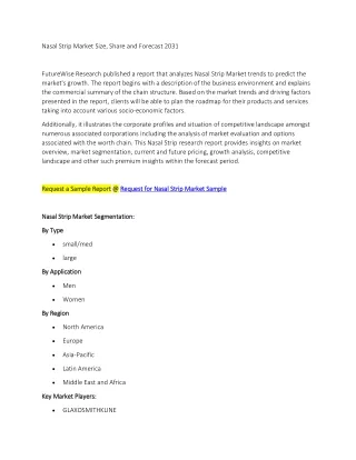 Nasal Strip Market Size, Share and Forecast 2031