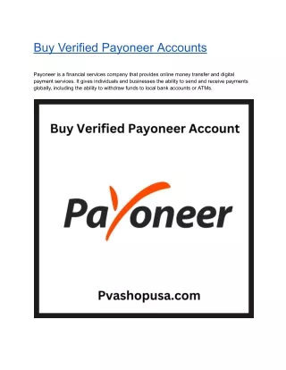 Buy Verified Payoneer Accounts