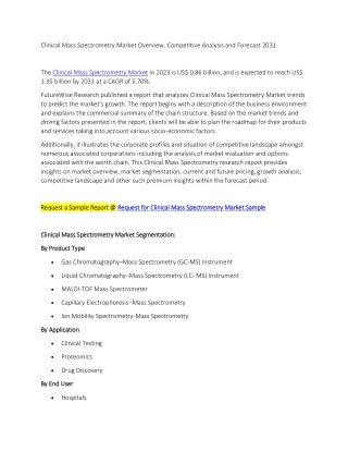 Clinical Mass Spectrometry Market Overview, Competitive Analysis