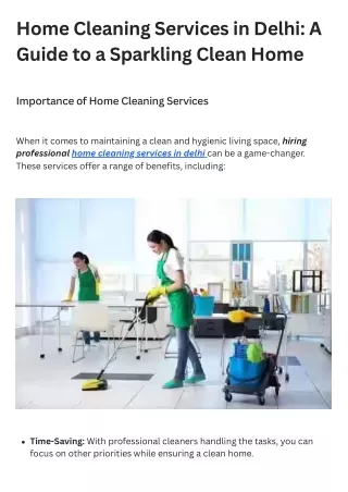 Home Cleaning Services in Delhi A Guide to a Sparkling Clean Home