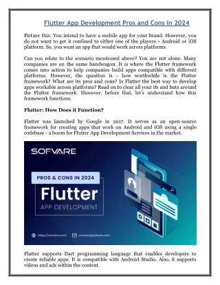 Flutter App Development Pros and Cons in 2024