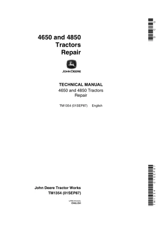 John Deere 4850 Tractor Service Repair Manual (tm1354)