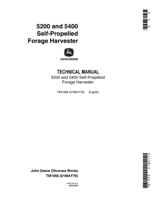 John Deere 5400 Self-Propelled Forage Harvester Service Repair Manual