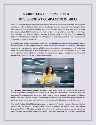 A Chief Centre Point for App Development Company in Mumbai