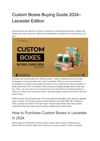 Custom Boxes Buying Guide 2024–  Leicester Edition