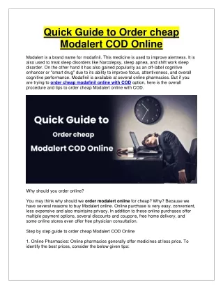 Quick Guide to Order cheap Modalert COD Online