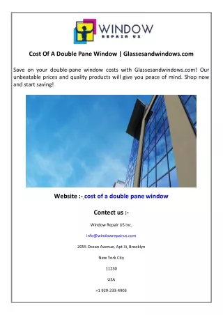 Cost Of A Double Pane Window  Glassesandwindows.com