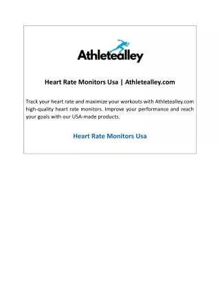 Heart Rate Monitors Usa  Athletealley