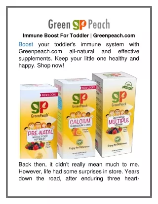 Immune Boost For Toddler  Greenpeach