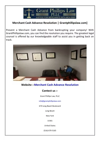 Merchant Cash Advance Resolution  Grantphillipslaw.com