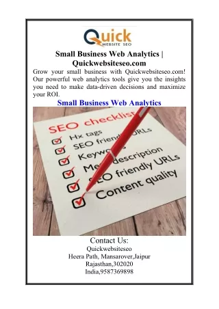 Small Business Web Analytics  Quickwebsiteseo.com