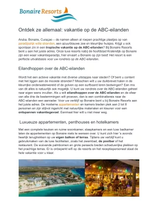 ABC eilanden - Bonaire Resorts