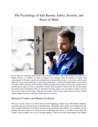 The Psychology of Safe Rooms Safety, Security, and Peace of Mind