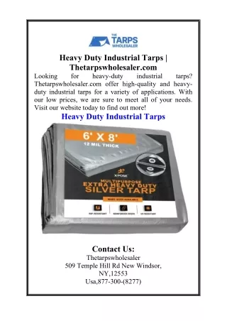Heavy Duty Industrial Tarps  Thetarpswholesaler.com