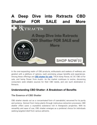 A Deep Dive into Rxtracts CBD Shatter and More