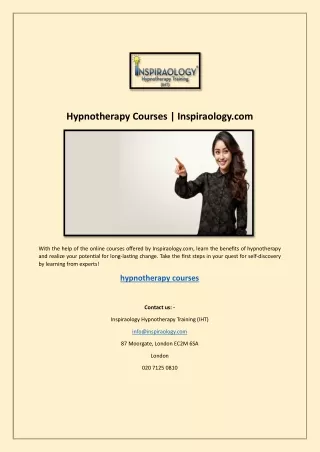 Hypnotherapy Training London | Inspiraology.com