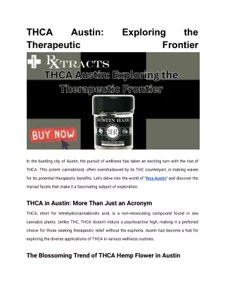 THCA in Austin_ Exploring the Therapeutic Frontier