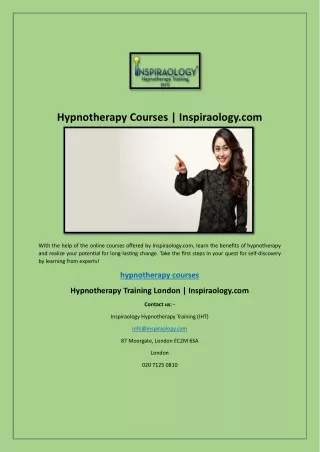 Hypnotherapy Courses | Inspiraology.com