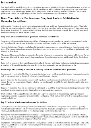 Raise Your Athletic Performance: Greatest Women's Multivitamin Gummies for Athle