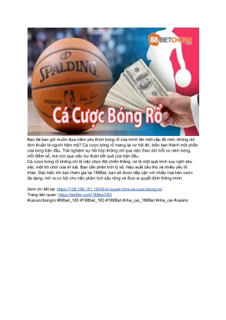 Chiến Lược Cá Cược Bóng Rổ_ Kinh Nghiệm Tại 188Bet 183
