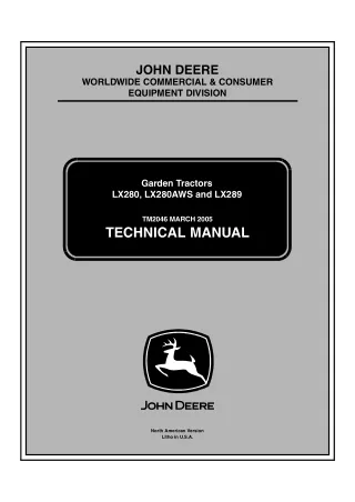 John Deere LX289 Garden Tractor Service Repair Manual (tm2046)