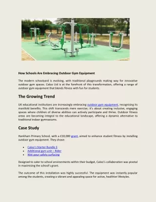 How Schools Are Embracing Outdoor Gym Equipment - Caloo Ltd