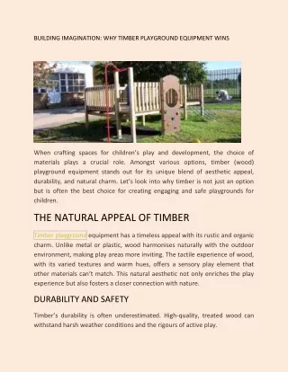 Building Imagination Why Timber Playground Equipment Wins - Image Playgrounds