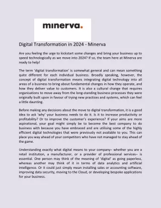 Digital Transformation in 2024 - Minerva