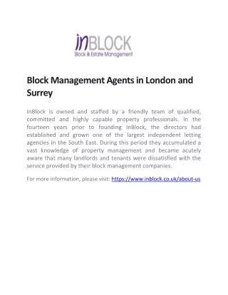 Block Management Company in Surrey Uk