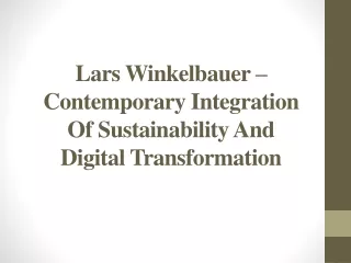 Lars Winkelbauer – Contemporary Integration Of Sustainability And Digital Transformation