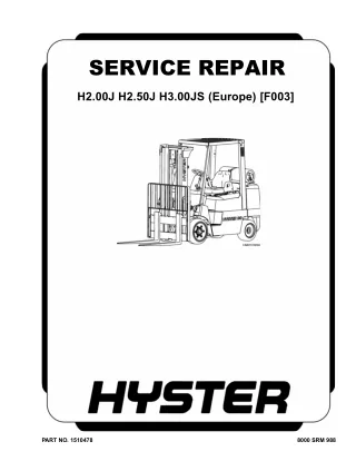 Hyster F003 (H2.50J Europe) Forklift Service Repair Manual