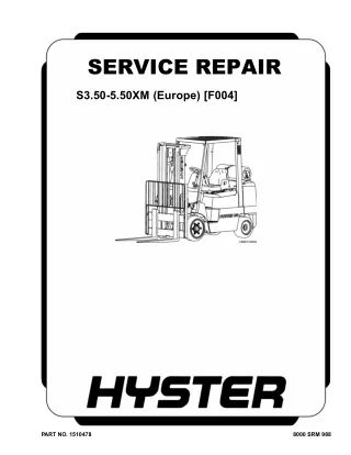 Hyster F004 (S3.50XM Europe) Forklift Service Repair Manual