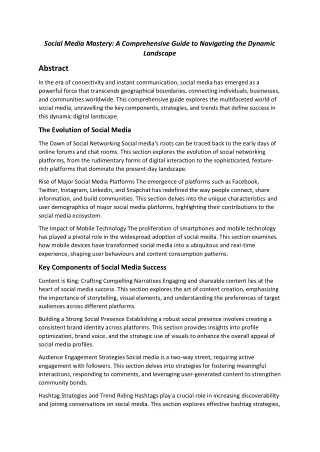 Social Media Mastery: A Comprehensive Guide to Navigating the Dynamic Landscape