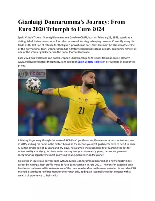 Gianluigi Donnarumma's Journey From Euro 2020 Triumph to Euro 2024