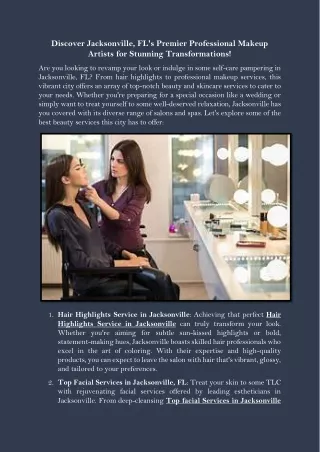 Discover Jacksonville, FLs Premier Professional Makeup Artists for Stunning Transformations!
